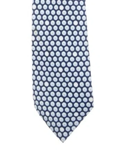 Pre-owned Hermes Silk Printed Tie In Blue