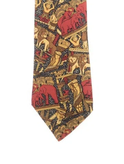 Pre-owned Hermes Silk Printed Tie In Blue