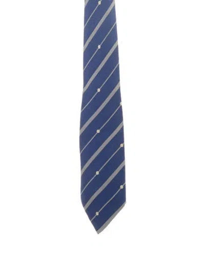 Pre-owned Hermes Silk Printed Tie In Blue