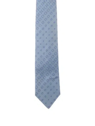Pre-owned Hermes Silk Printed Tie In Blue