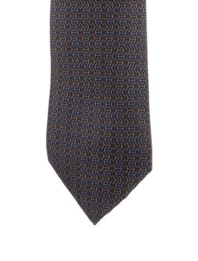 Pre-owned Hermes Silk Printed Tie In Brown