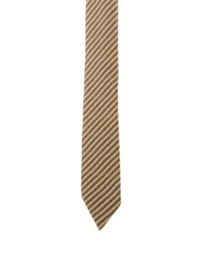 Pre-owned Hermes Silk Printed Tie In Brown