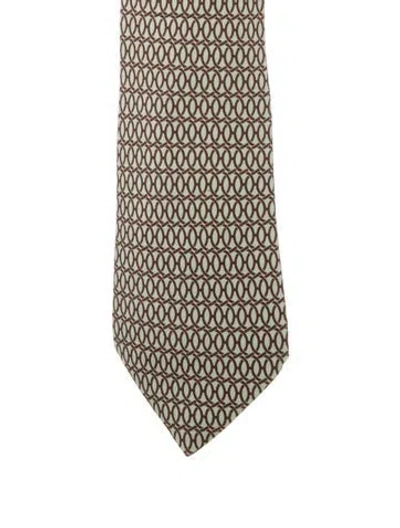 Pre-owned Hermes Silk Printed Tie In Multi
