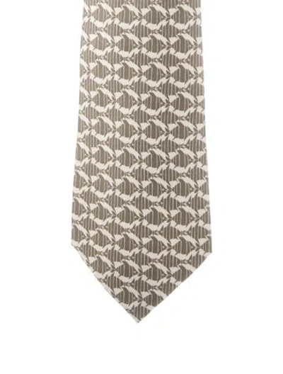 Pre-owned Hermes Silk Printed Tie In Multi