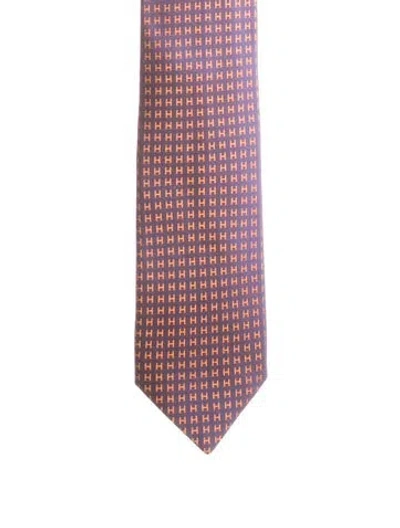 Pre-owned Hermes Silk Printed Tie In Multi