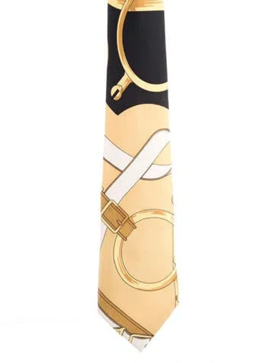 Pre-owned Hermes Silk Printed Tie In Multi
