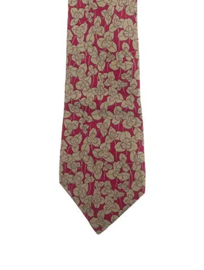 Pre-owned Hermes Silk Printed Tie In Pink