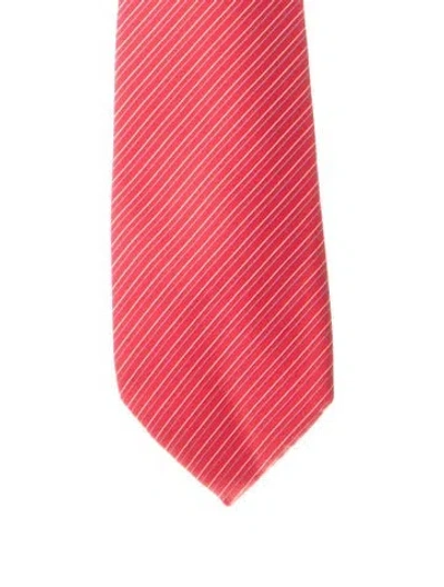 Pre-owned Hermes Silk Printed Tie In Red