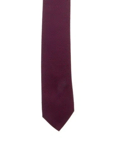 Pre-owned Hermes Silk Printed Tie In Red