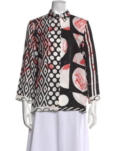 Pre-owned Hermes Silk Printed Top In Black