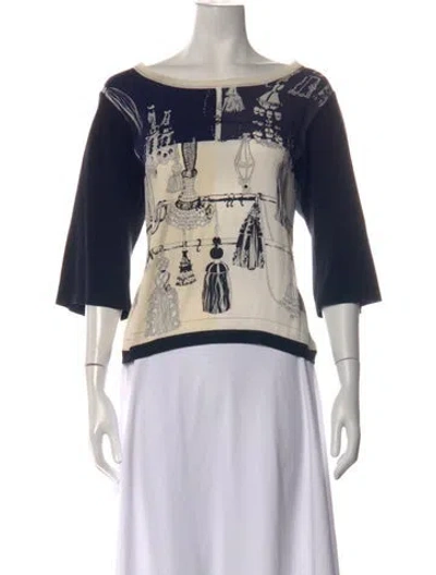 Pre-owned Hermes Silk Printed Top In Multicolor