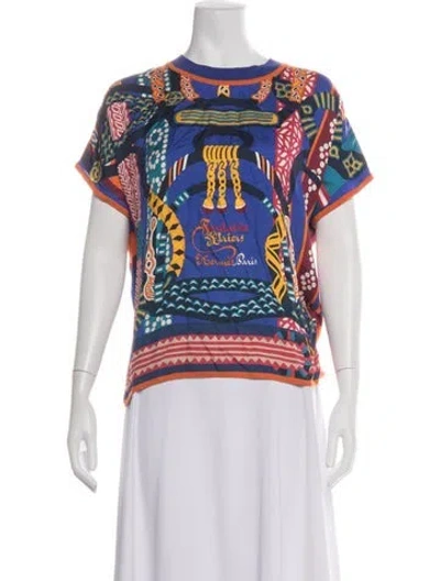 Pre-owned Hermes Silk Printed T-shirt In Multicolor