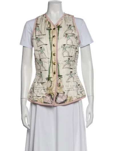Pre-owned Hermes Silk Printed Vest In Neutral