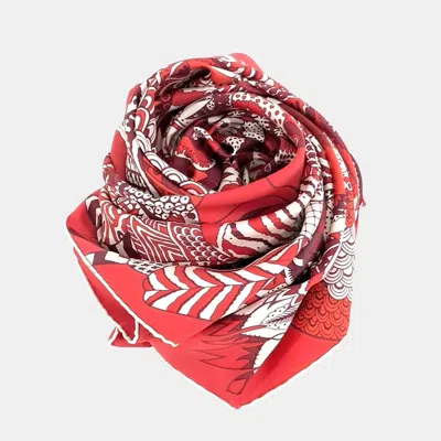 Pre-owned Hermes Silk Red Multicolor Scarf