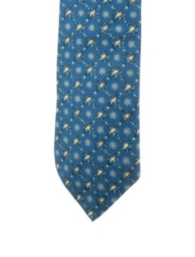 Pre-owned Hermes Hermès Silk Roaster Belt Neck Tie In Blue