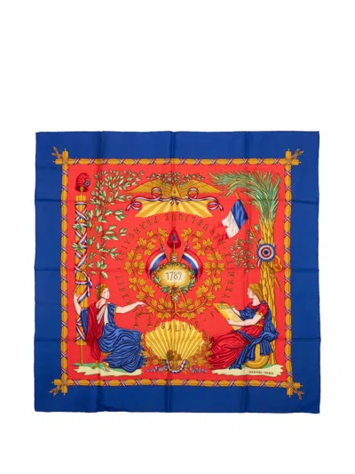 Pre-owned Hermes Silk Scarf In Blue