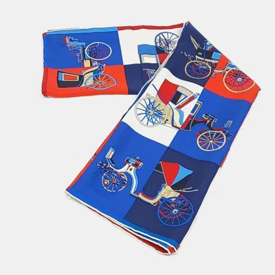 Pre-owned Hermes Hermès Silk Scarf In Blue