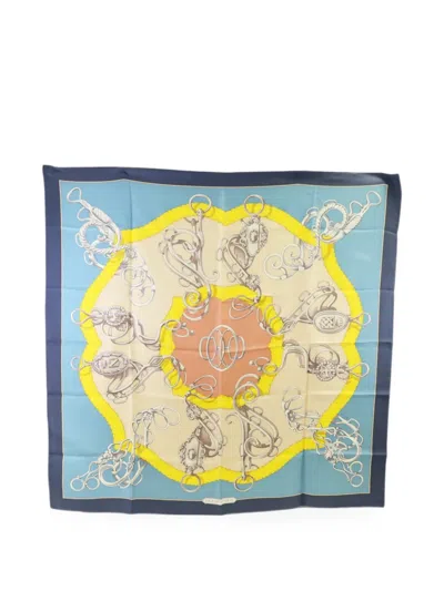 Pre-owned Hermes Silk Scarf In Blue
