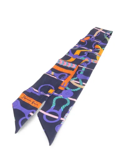 Pre-owned Hermes Silk Scarf In Blue