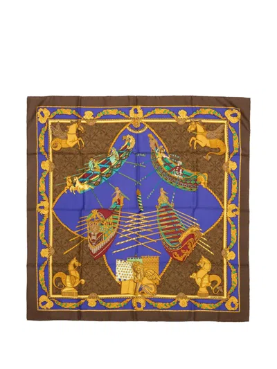 Pre-owned Hermes Silk Scarf In Brown