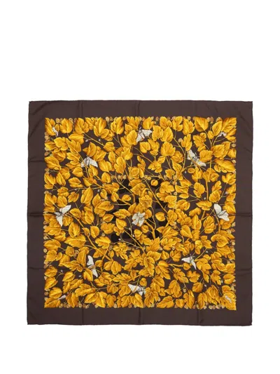 Pre-owned Hermes Silk Scarf In Brown