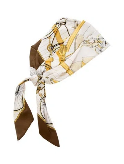 Pre-owned Hermes Silk Scarf Cap In White