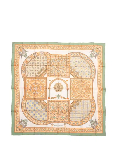 Pre-owned Hermes Silk Scarf In Green