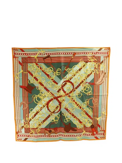 Pre-owned Hermes Silk Scarf In Green