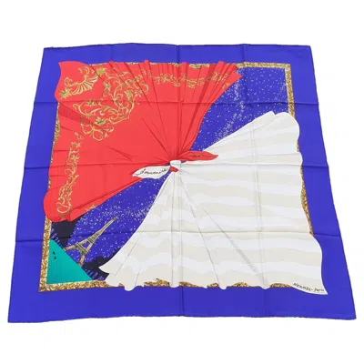 Pre-owned Hermes Hermès Silk Scarf Hilton Mcconnico Souvenirs De Paris 35 Inches In Purple