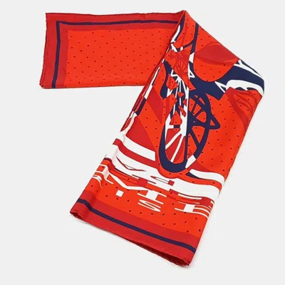 Pre-owned Hermes Hermès Silk Scarf In Orange
