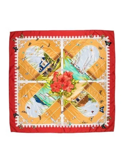 Pre-owned Hermes Silk Scarf In Red