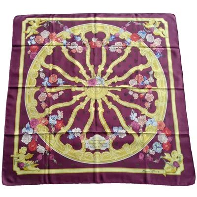 Pre-owned Hermes Hermès Silk Scarf Vintage Roue Arriere Du Carosse Imperial Vauzelles 1983 1b In Brown