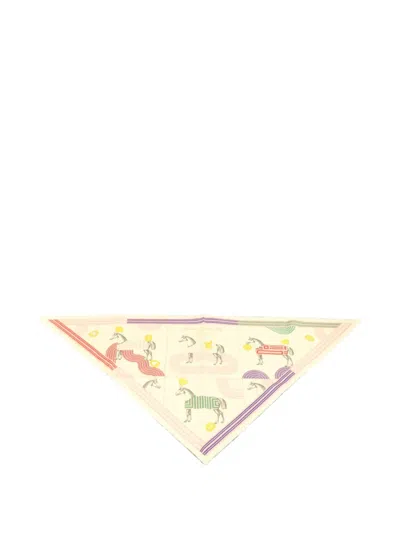 Pre-owned Hermes Silk Scarf In White