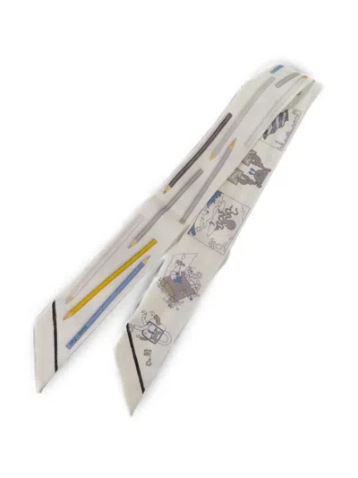 Pre-owned Hermes Silk Scarf In White