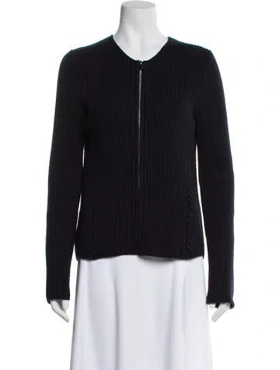 Pre-owned Hermes Silk Scoop Neck Sweater In Blue