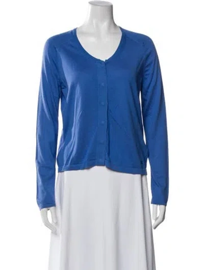 Pre-owned Hermes Silk Scoop Neck Sweater In Blue