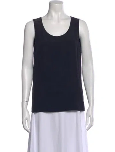 Pre-owned Hermes Silk Scoop Neck Top In Blue