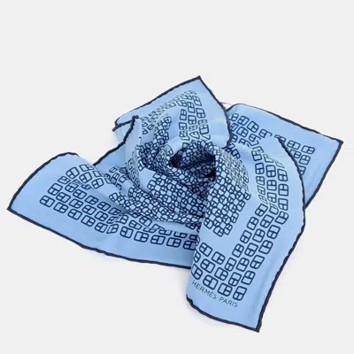 Pre-owned Hermes Silk Sky Blue Petite Scarf