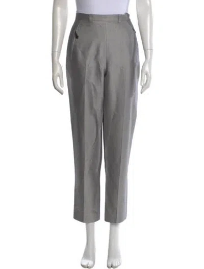 Pre-owned Hermes Silk Straight Leg Pants In Gray