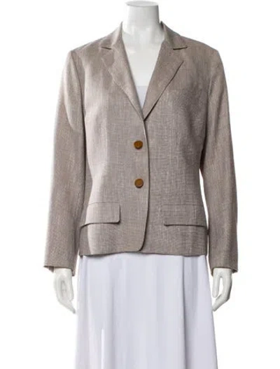 Pre-owned Hermes Silk Striped Blazer In Neutral