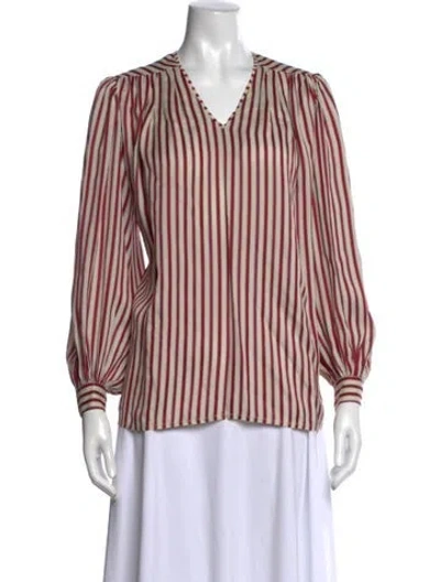 Pre-owned Hermes Silk Striped Blouse In Multi
