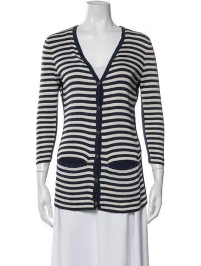 Pre-owned Hermes Silk Striped Jacket In Blue