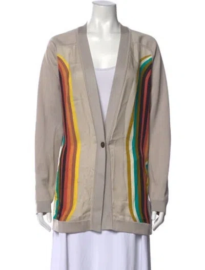 Pre-owned Hermes Silk Striped Sweater In Neutral