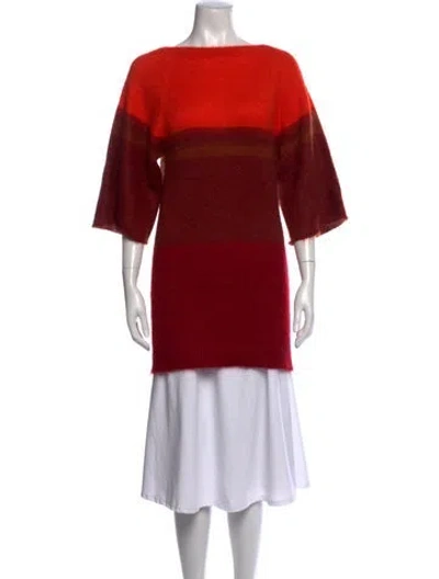 Pre-owned Hermes Silk Striped Sweater In Red