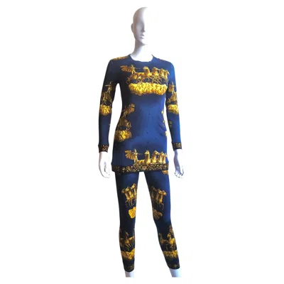 Pre-owned Hermes Hermès - Silk Suit " Cosmos " By Philippe Ledoux In Black