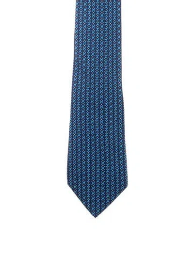Pre-owned Hermes Silk Suit Tie In Blue