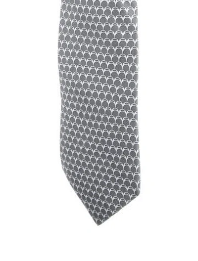 Pre-owned Hermes Silk Suit Tie In Grey