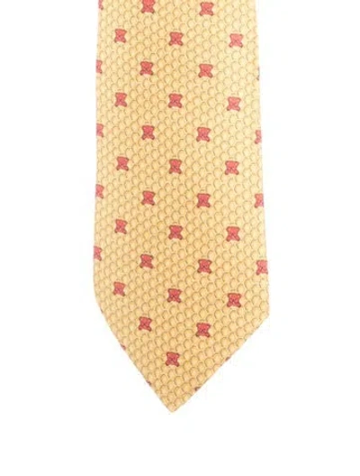 Pre-owned Hermes Silk Suit Tie In Orange