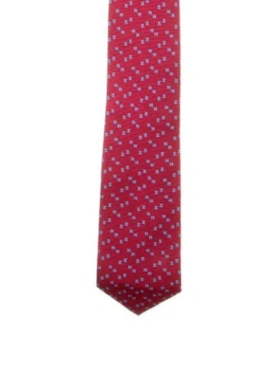 Pre-owned Hermes Silk Suit Tie In Red