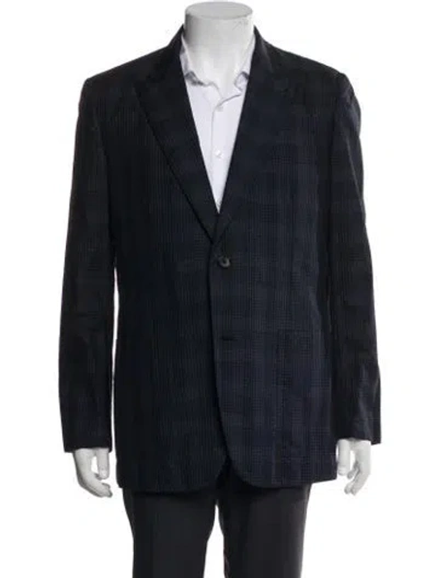 Pre-owned Hermes Silk Textured Sport Coat In Blue